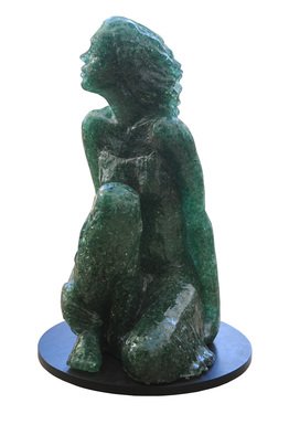 Tzipi Biran; Curious Woman, 2014, Original Sculpture Glass, 40 x 70 inches. Artwork description: 241  A woman made of broken glass and resin.Differents transperity and colores, depend on the glass. ...