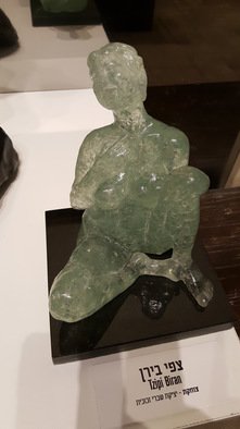 Tzipi Biran; Having Fun, 2016, Original Sculpture Glass, 17 x 20 cm. Artwork description: 241 woman, figurative, body, naked, Made of broken glasses, partly transperent...