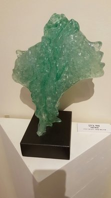 Tzipi Biran; Singing, 2016, Original Sculpture Glass, 30 x 38 cm. Artwork description: 241 sing, song, women, glassMade of broken glasses, partly transperent...