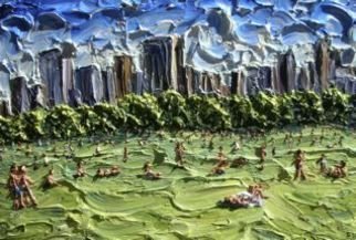 Brian Josselyn; Central Park Sunshime, 2007, Original Painting Acrylic, 36 x 24 inches. Artwork description: 241  people at leasure in central park ...