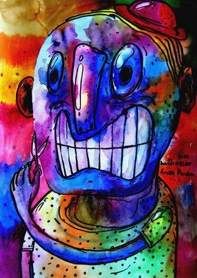 Alexandr Bobrov; Hairdresser, 2014, Original Watercolor, 297 x 420 mm. Artwork description: 241     paint people illustration emotion color ink watercolor painting graphics copyright execution paper      ...