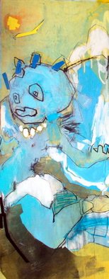 B Moody; Portrait Of Icarus And Th..., 2014, Original Mixed Media, 20 x 49 inches. Artwork description: 241    acrylic / spray / tape collage on wood.     ...
