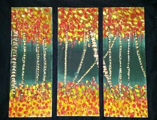 Boban Popov; 3 In 1 Autumn, 2015, Original Painting Acrylic, 19.5 x 51.5 cm. Artwork description: 241  3 in 1 pieces, painting acrylic, abstract, trees, autumn, leaves fall down. ...