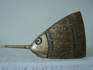 Bogdan Lachowicz; Spear Gold Fish, 2014, Original Sculpture Mixed, 58 x 28 cm. Artwork description: 241  sculpture, wood, mixted media, painted, one of kind ...