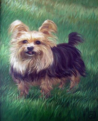 Lisa Johnson; Cody, 2000, Original Painting Oil, 16 x 20 inches. Artwork description: 241  Small almost life sized portrait of Yorkshire Terrier. ...