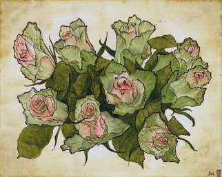 Julia Bolshakova; Roses, 2015, Original Drawing Ink, 32 x 24 cm. Artwork description: 241  Roses, Flower, Indianink, watercolor ...