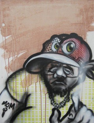 Helge W. Steinmann A.k.a. Bomber; Fat Man, 2008, Original Painting Other, 60 x 80 cm. Artwork description: 241  Graffiti Art, Urban Art, Aerosol Art, Spraycan on canvas       ...