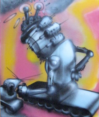 Helge W. Steinmann A.k.a. Bomber; Manic Robot5, 2009, Original Painting Other, 40 x 80 cm. Artwork description: 241  Graffiti Art, Urban Art, Aerosol Art, Spraycan on canvas  ...