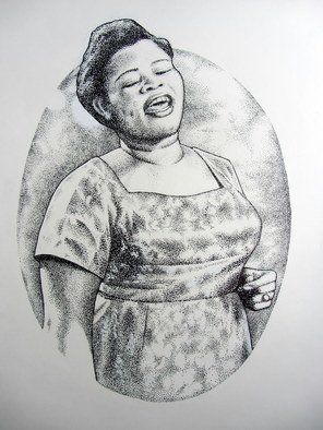 Bonie Bolen, 'Big Mama Thorton', 2013, original Drawing Pen, 14 x 19.5  inches. Artwork description: 1911  Another original pen and ink drawing commissioned by the Blues, Jazz and Folk Music Society in Marietta, OH. The design is for their upcoming 2014 Blues Fest t- shirt design. Original not for sale but prints are available. ...