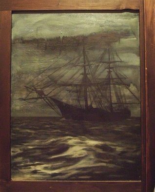 Bonie Bolen, 'Ship At Sea', 1999, original Painting Oil, 3 x 4  x 0.1 inches. Artwork description: 3099  Oil on wood. ...