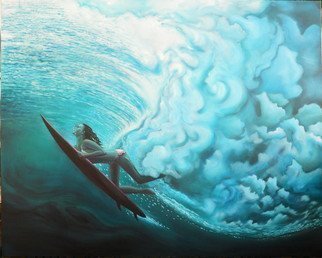 Bonie Bolen, 'Wave Rider', 2010, original Painting Oil, 60 x 48  x 1.7 inches. Artwork description: 1911   Painting of Maya Gabeira. Original image from article in Rolling Stone magazine....