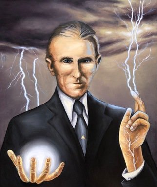 Bonie Bolen; Nikola Tesla, 2018, Original Painting Oil, 20 x 24 inches. Artwork description: 241 Oil on Maple Wood board. ...
