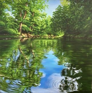 Bonie Bolen; Peace, 2017, Original Other, 48 x 48 inches. Artwork description: 241 Oil painting of scene kayaking in the Wayne National Forest, OH...