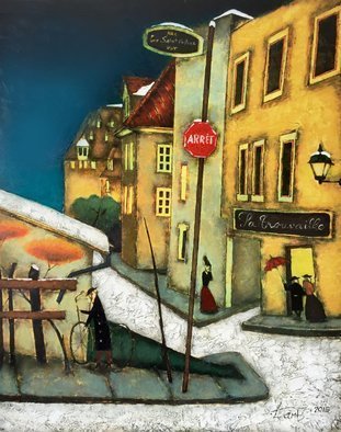 Steven Lamb; Street In Quebec City, 2018, Original Mixed Media, 20 x 24 inches. Artwork description: 241 Painted after my Photography, I tried to express the mood of an evening in Quebec City. ...