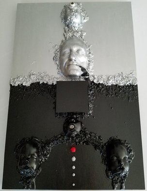Dave Holt; Black Box Relative State, 2019, Original Sculpture Other, 24 x 36 inches. Artwork description: 241 Gloss back and metallic silver and pearl black on a flat black background. Like- like eyes and faces. The black box gives a nice blur affect when looking at this work of art.FutureTech Art, is coming from my subconscious muse. It relates to the instability, disruption ...