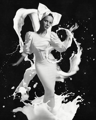 Erik Brede; Milk Part 1, 2019, Original Photography, 80 x 100 cm. Artwork description: 241 80x100cm  90x110cm Unframed Surreal Portrait in a limited edition of 10 +1 AP...