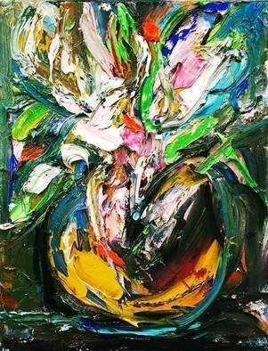 Bruni  Sablan; Wednesday Floral By BRUNI, 2018, Original Painting Oil, 14 x 11 inches. Artwork description: 241 WEDNESDAY FLORAL By BRUNI Sablan11 X14OIL ON CANVASwww.  BRUNIJAZZART.  com408- 298- 4700...