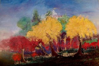 Bridget Busutil; Enchanted Garden, 1999, Original Painting Encaustic, 70 x 50 inches. Artwork description: 241 TREES IN SUMMER...