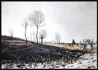 Calin Baban; Winter Snow, 2020, Original Drawing Graphite, 100 x 70 cm. Artwork description: 241 NATURE BEAUTY...