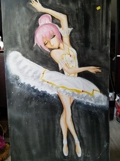 Cami Lee; Pink Ballerina, 2016, Original Painting Oil, 23.8 x 41 inches. Artwork description: 241 I was inspired by one of my favorite shows for this painting, I also enjoy painting the female human body so I was eager to make this piece.  ...