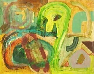 Mark Schwing; Green Fabrication, 2020, Original Painting Acrylic, 24 x 19 inches. Artwork description: 241 The unexpected change in the course of events.acrylic on paper...