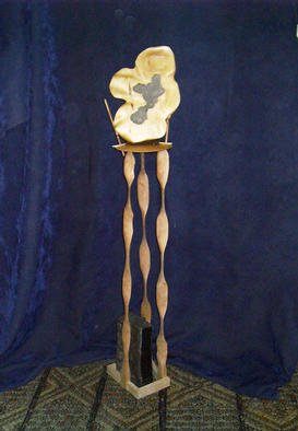 Bryan Patterson; Evolution Too, 2003, Original Sculpture Mixed, 14 x 52 inches. Artwork description: 241 Sculpture of wood and stone portrays the evolution of thought from here to the vast spiritual energies of beyond....