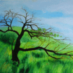 Carin Janse Van Rensburg; Where There Are Life, 2012, Original Painting Oil, 40 x 20 inches. Artwork description: 241  A tree, in a green grass field full of life. The tree looks dead on first glance, but looking closer you'l see that the tree have a few new leaves suggesting that it will survive and bloom again. ...