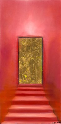 Carole Wilson; Door In Orange, 1995, Original Painting Oil, 18 x 24 inches. Artwork description: 241  oil and composition metal leaf ...