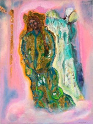 Carole Wilson; Smile From The Heavenly K..., 1994, Original Painting Oil, 30 x 40 inches. Artwork description: 241  Oils and composition metal leaf ...