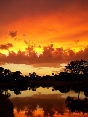 Carolyn Bistline; SANGRIA SUNSET, 2012, Original Photography Color, 14 x 11 inches. Artwork description: 241  Tropical sunset reflects the gold and red  colors of the sky onto the waters below.    ...