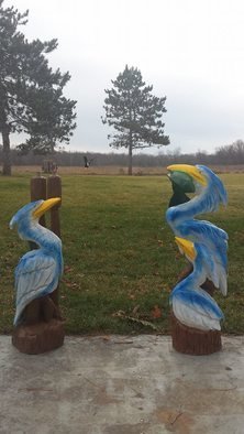 Von Nicholson; Blues Birds, 2016, Original Sculpture Wood, 18 x 36 inches. Artwork description: 241  I've done several of these and they seem to have different personalities each time. ...