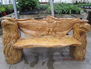 Von Nicholson; Eagle Head Bench, 2016, Original Sculpture Wood, 60 x 36 inches. Artwork description: 241  The Eagle head bench was one that I really enjoyed creating  ...