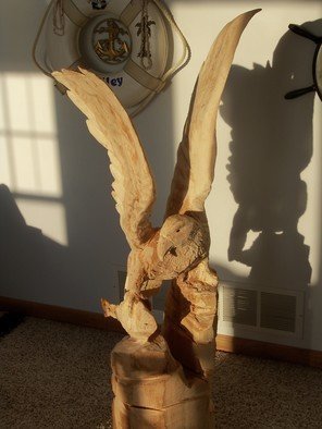 Von Nicholson; ORIGINAL FIRST EAGLE SCULPTURE, 2012, Original Sculpture Wood, 21 x 52 inches. Artwork description: 241  This is my first eagle and first sculpture, I am a new artist, and when I say new, I mean to say I' ve only discovered this past DEC. that I could see things in the wood. the conditions were right and I was in a ...