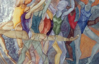 Caron Sloan Zuger; Dancers 18, 2000, Original Watercolor, 38 x 31 inches. Artwork description: 241 Abstraction of dancers in motion in choreographed interaction. ...