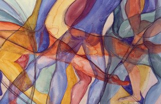 Caron Sloan Zuger; Dancers 20, 2000, Original Watercolor, 38 x 31 inches. Artwork description: 241 Abstraction of dancers in choreographed interaction. ...