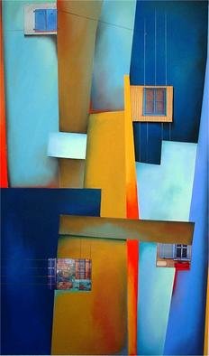 Christian Culver; Windows 1, 2006, Original Pastel, 20 x 34 inches. Artwork description: 241 Pastelmixed media on heavy archival 100 lb drawing paper.  Uses architectural images as part of composition...