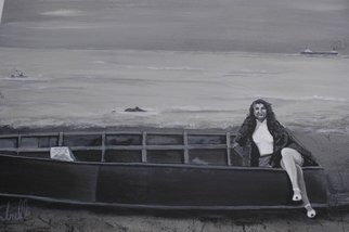Craig Cantrell; Grandma At The Beach, 2009, Original Painting Acrylic, 24 x 18 inches. Artwork description: 241 original oil painting $300. 00Canvas Print $150. 00Photo Print size 18 x 24 $50. 00 Black and White, Women, art, Painting, lake, ship, boat, fishing   ...
