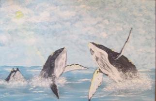 Craig Cantrell; Hump Back Whales, 1996, Original Painting Acrylic, 36 x 24 inches. Artwork description: 241     Seascape, sealife, painting, art, Nature  ...