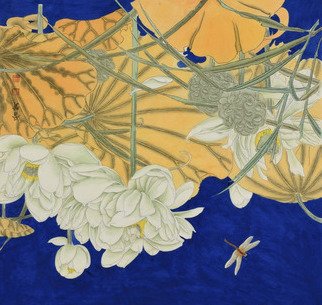 Jinxian Zhao ; Lotus Painting, 2020, Original Painting Ink, 650 x 670 mm. Artwork description: 241  express relaxed  feeling ...