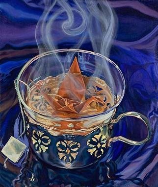 Christine Lytwynczuk; Niether Insipid Nor Bitter, 2005, Original Painting Oil, 34 x 40 inches. Artwork description: 241 Giclee available for $750.For a perfect cup of tea, the leaves must be infused for exactly 5 min.  If the time is less than that, the tea is too weak.  If the time is longer, the liquid becomes bitter and cold.  In either case, the tea ...