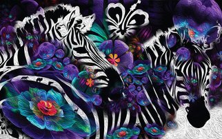 Carmella Grant; African Art, 2019, Original Computer Art, 27 x 16 inches. Artwork description: 241 Colorful Zebra Art Computer Art Oil Painting   Printed on Canvas   can be printed smaller...