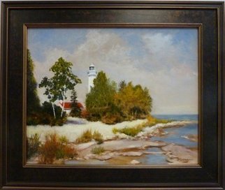 Dennis Chadra; Cana Lighthouse, 2011, Original Painting Oil, 20 x 16 inches. Artwork description: 241  Cana, Lighthouse, Seascape, Oil on Panel, Wisconsin, ...