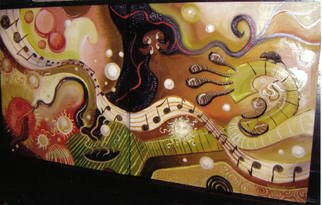 Cheryl Johnson; Michaels Oddessy, 2007, Original Painting Oil, 24 x 12 inches. Artwork description: 241  This is a two panel work done on wooden supports with traditional oils of a swirling dream sequence of impressions painted in organic shapes and tones. ...