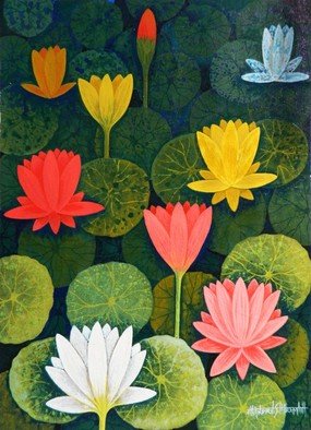 Chandru Hiremath; Lotuscsh0018, 2016, Original Painting Acrylic, 18 x 24 inches. Artwork description: 241 Lotus...