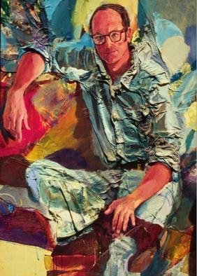 Doyle Chappell, 'Grant', 2001, original Painting Acrylic, 36 x 48  inches. Artwork description: 1911 This vary tactile collaged, mixed media portrait, has Grant' s entire shirt and part of his pants glued into the fabric of the painting, giving a very sculptural quality to his body.  Many items symbolic of his life are in the painting....