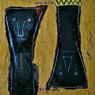 Charles Cham, '2153 SILENT COUPLE', 2014, original Painting Oil, 40 x 40  cm. Artwork description: 2793 aEURoeI believe that drawing is thinking and painting is feeling.  Therefore, I draw what I think and paint what I feel. aEURoeCharles CHAM s works are based on the philosophy of Yin and Yang - the duality of life and the attraction of opposites.  The Yin and Yang ...