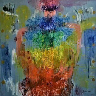 Charles Cham; 2813 CHAKRAS AND AURA , 2021, Original Painting Oil, 121.5 x 121.5 cm. Artwork description: 241 aEURoeI believe that drawing is thinking and painting is feeling.  Therefore, I draw what I think and paint what I feel. aEURCharles CHAMaEURtms works are based on the philosophy of Yin and Yang - the duality of life and the attraction of opposites.  The Yin and Yang ...