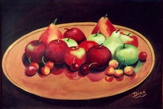 Dian Paura Chellis; Copper And Fruit, 2011, Original Painting Oil, 11 x 17 inches. Artwork description: 241  fruit, copper, plate      ...