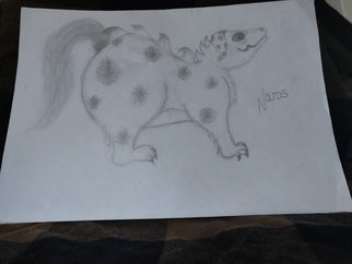 Megan Miller; Naras, 2021, Original Drawing Pencil, 12 x 8.5 inches. Artwork description: 241 Naras is a creature found in grasslands of Harvashaw. They are extremely friendly so no need to fret if you happen to cross paths. ...