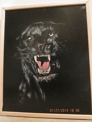 Chris Cooper; From Out Of The Darkness, 2014, Original Painting Acrylic, 16 x 20 inches. Artwork description: 241 panther, animal, acrylic, darkness...